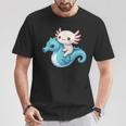Cute Axolotl Riding A Seahorse Axolotls And Seahorses T-Shirt Unique Gifts