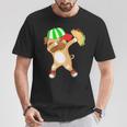 Damen Puppy Dabbing Mexican Taco Food Cute Dog Bulldog Mit-Ausschnitt T-Shirt Lustige Geschenke