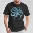 Deep Sea Blue Octopus In Combat Posture T-Shirt Lustige Geschenke