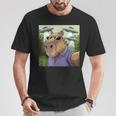 Divertido Gráfico Capybara Selfie Con Ovnis Raro Camiseta unisex Regalos divertidos