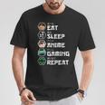 Eat Sleep Anime Gaming Repeat Camiseta unisex Regalos divertidos
