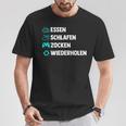 Essen Schlafen Zocken Wiederholen Gaming Zocker T-Shirt Lustige Geschenke