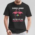 Flamingo Sorry Jungs Wir Sind Nur Zum Saufen Hier Wein Party T-Shirt Lustige Geschenke