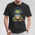 Frog Headphones Colourful Animal Print T-Shirt Lustige Geschenke