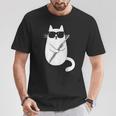 Gato Gracioso Con Gafas De Sol De Músico Flauta Travesera Camiseta unisex Regalos divertidos