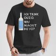 Ich Trink Ouzo Was Machst Du So Greek Ouzo Bottle T-Shirt Lustige Geschenke