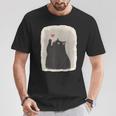 Japanese Anime Cute Cat Heart Kawaii Black Cat Heart Girls T-Shirt Personalized Gifts
