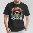 Leveled Up To Godfather Retro Promocionado A Padrino Regalo Camiseta unisex Regalos divertidos