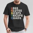 Lgbtq Lats Glutes Biceps Tríceps Quads Gym Levantamiento Pesas Camiseta unisex Regalos divertidos