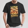 I Love Dumb Blondes Dog Joke Golden Retriever Dogs T-Shirt Unique Gifts