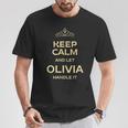 Olivia Keep Calm Prénom Unique Insolite T-Shirt Cadeaux drôles