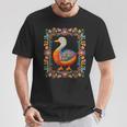 Pato Colorido Arte Flores Gráfico Animal Motivo Pato Camiseta unisex Regalos divertidos