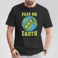 Peas On Earth Pun Peace World Globe Earth Day T-Shirt Unique Gifts