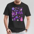 Retro Girl Olivia First Name Personalized Groovy 80'S T-Shirt Personalized Gifts