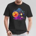 Solar System Motif With Sun Planets Stars Galaxies T-Shirt Lustige Geschenke