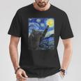 Starry Night Catan Gogh Cat T-Shirt Lustige Geschenke