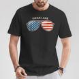 Swan Lake AR Vintage US Flag Sunglasses T-Shirt Unique Gifts