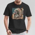 Vintage Native American Indian Chief American Usa Flag T-Shirt Unique Gifts