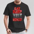 Vintage Yeet Apparel Saying Eat Sleep Repeat T-Shirt Unique Gifts