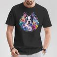 Watercolor Floral Boston Terrier Mama Dog Lover Mother's Day T-Shirt Personalized Gifts