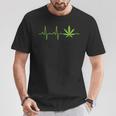 Weed For And Marijuana Leaf Heartbeat T-Shirt Lustige Geschenke