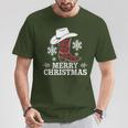 Christmas Cowboy Boots Checked Xmas Western Country Cowgirl T-Shirt Lustige Geschenke