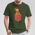 Merry Christmas Forest Animal Chest Pocket Squirrel T-Shirt Lustige Geschenke