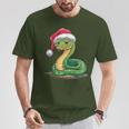 Merry Christmas Snake Xmas Party Eve Santa Hat T-Shirt Lustige Geschenke