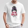 Bills Girl Messy Bun Fan Team T-Shirt Personalized Gifts