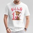 Children's Cute Deer I Am 1 Children's Birthday 1St Birthday Girl T-Shirt Lustige Geschenke