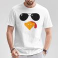 Cute Turkey Face With Sunglasses Thanksgiving T-Shirt Unique Gifts