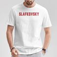 Distressed Team Slafkovsky Last Name Proud Family Blue T-Shirt Lustige Geschenke