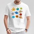 Divertido Pijama Del Sistema Solar De Astronauta Del Mundo Manga Larga Camiseta unisex Regalos divertidos