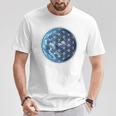 Flower Of Life With Earth Sacred Geometry Yoga Blue T-Shirt Lustige Geschenke