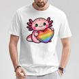 Gay Pride Axolotl Heart Rainbow Flag LGBT Women Girls Kids T-Shirt Unique Gifts