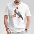 Grey Parrot Love Parrot Heart Bird T-Shirt Lustige Geschenke