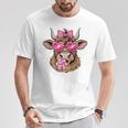Highland Cow Valentine's Day Heart Coquette Bow Girl Women T-Shirt Unique Gifts