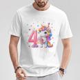 Kinder 4 Geburtstag Mädchen 4 Jahre Einhorn Party Outfit Einhorn T-Shirt Lustige Geschenke