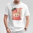 Strawberry Boba Anime Bubble Tea Neko Girls Kawaii Teen T-Shirt Unique Gifts