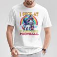 I Suck At Fantasy Football Unicorn Rainbow Loose Football Pink T-Shirt Lustige Geschenke