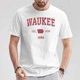 Waukee Iowa Iaintage-Sportdesign Roter Druck T-Shirt Lustige Geschenke