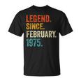 50 Years Old Legend Since February 1975 Retro 50Th Birthday T-Shirt