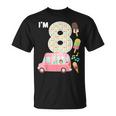 8Th Birthday Crew Ice Cream Truck I'm 8 Bday Ice Cream Party Camiseta unisex