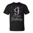 9 It's My Birthday Pink Crown Happy 9Th Birthday Girl T-Shirt