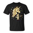 Birthday 4 Years Girls' Unicorn Outfit 4Th Birthday T-Shirt