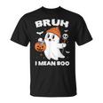 Bruh Ghost Halloween Shirt Boo Pumpkin Boys Kids Toddler T-Shirt
