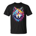 Colorido Lobo Arte Amante Lobos Espíritu Animal Multicolor Arte Sin Mangas Camiseta unisex