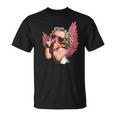 Cool Retro Cupid Leopard Peace Sign Valentines Day For Girls T-Shirt