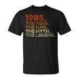 Cumpleaños Regalo Cosechaintage 1985 Year Man Myth Legend Camiseta unisex