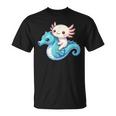 Cute Axolotl Riding A Seahorse Axolotls And Seahorses T-Shirt